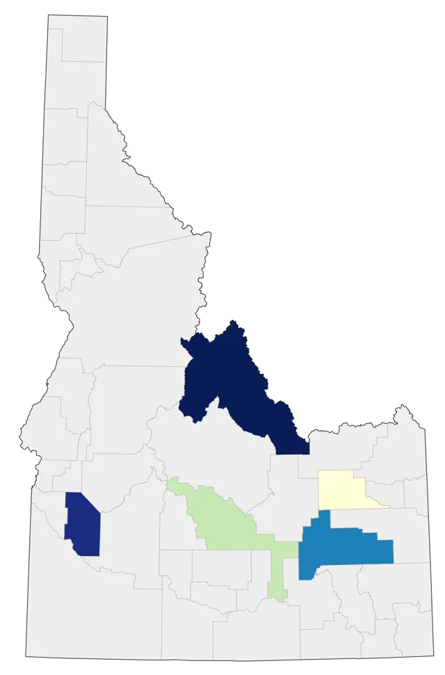 Yellow-throated Vireo county map