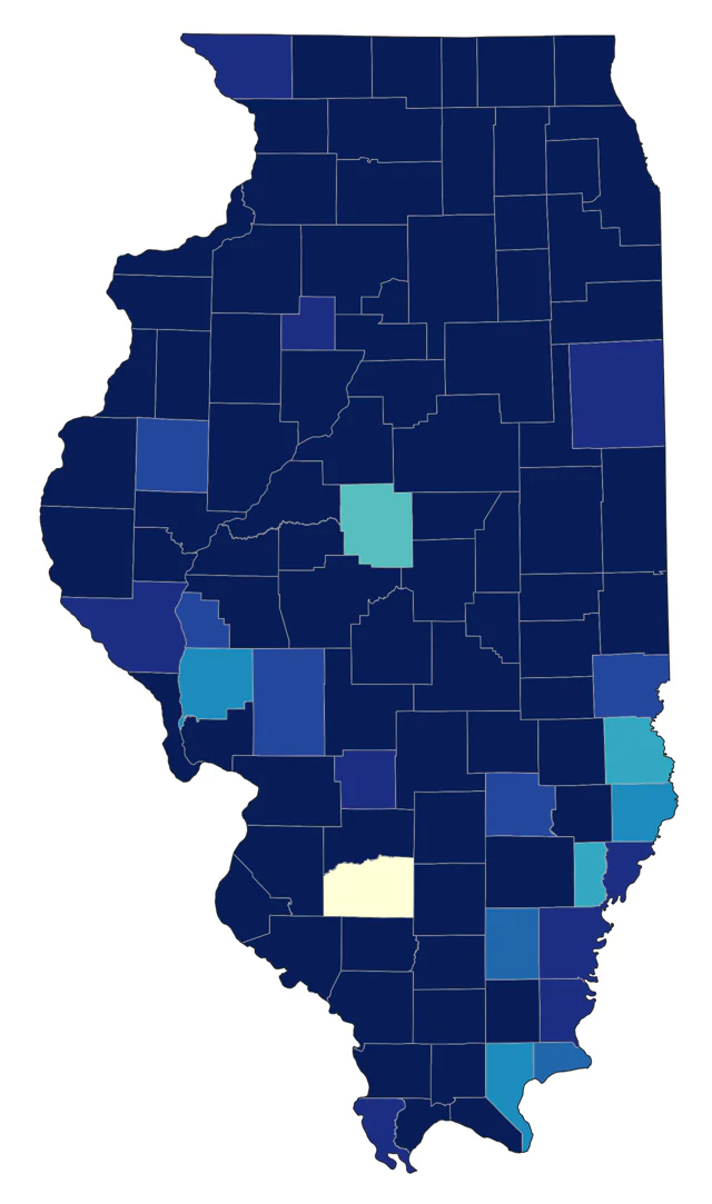 American Coot county map