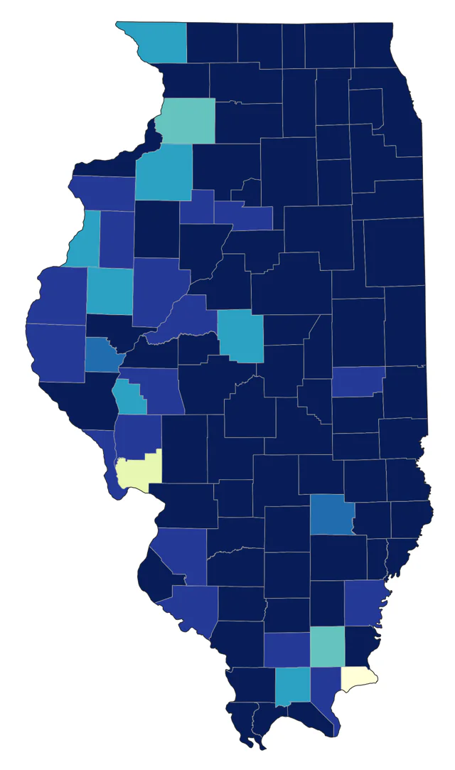 American Pipit county map
