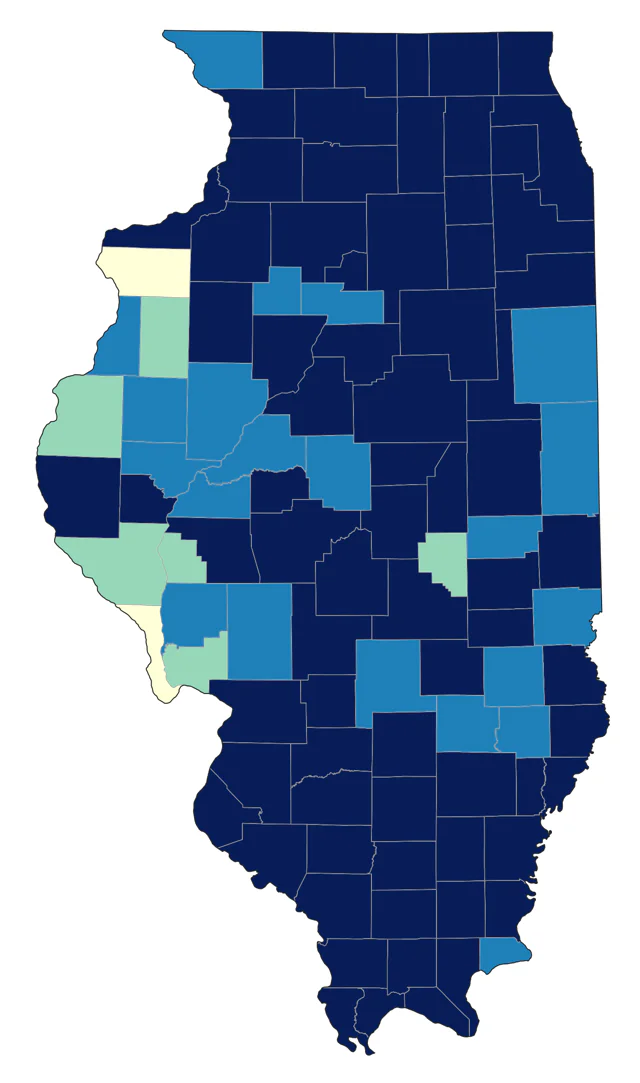 Bay-breasted Warbler county map