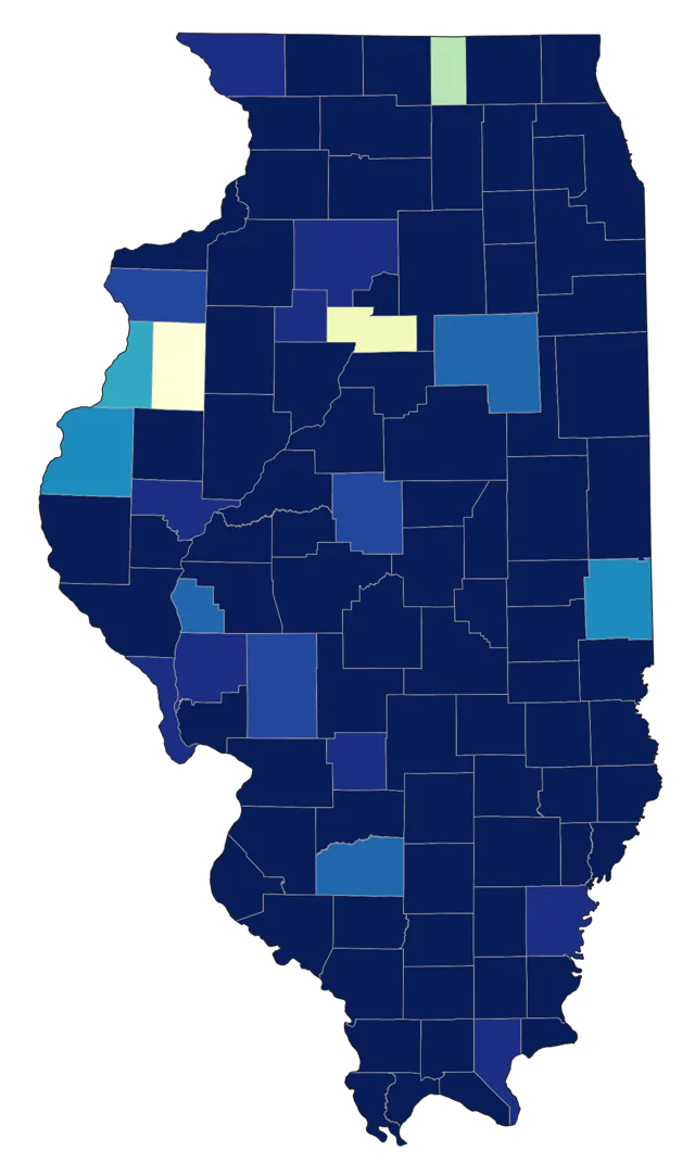 Bell's Vireo county map