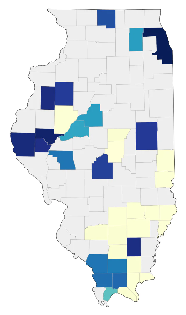 Bewick's Wren county map