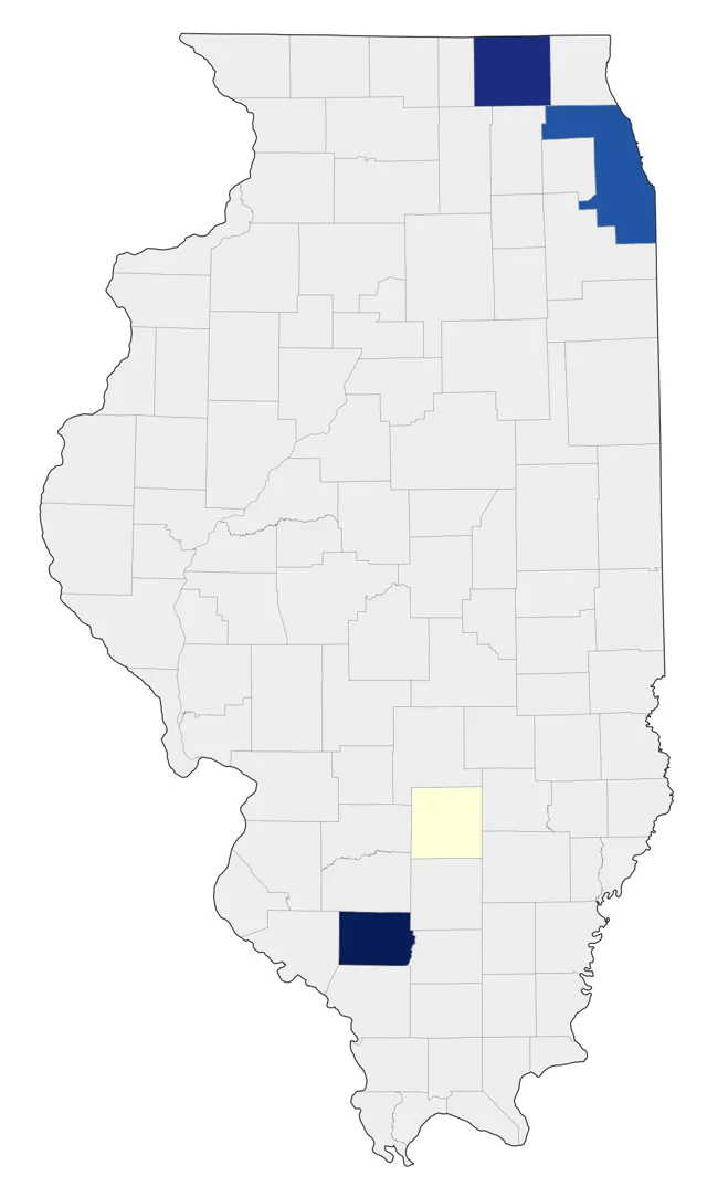 Black-headed Grosbeak county map
