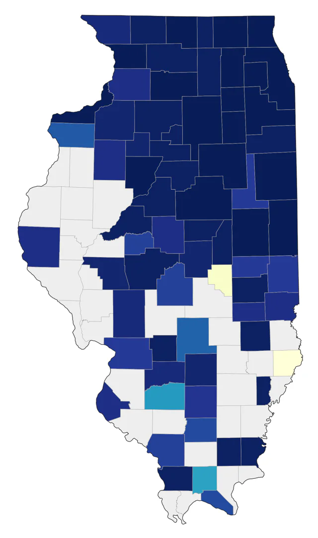 Black-throated Blue Warbler county map