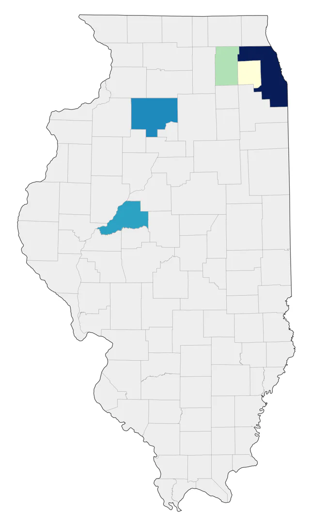 Black-throated Gray Warbler county map