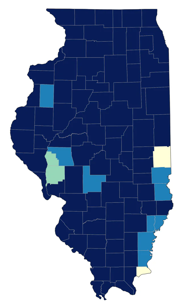 Blue-winged Teal county map