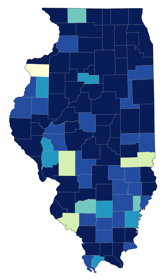 Blue-winged Warbler county map