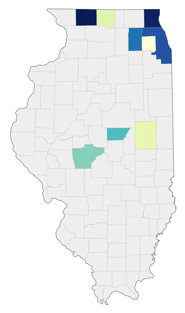 Bohemian Waxwing county map