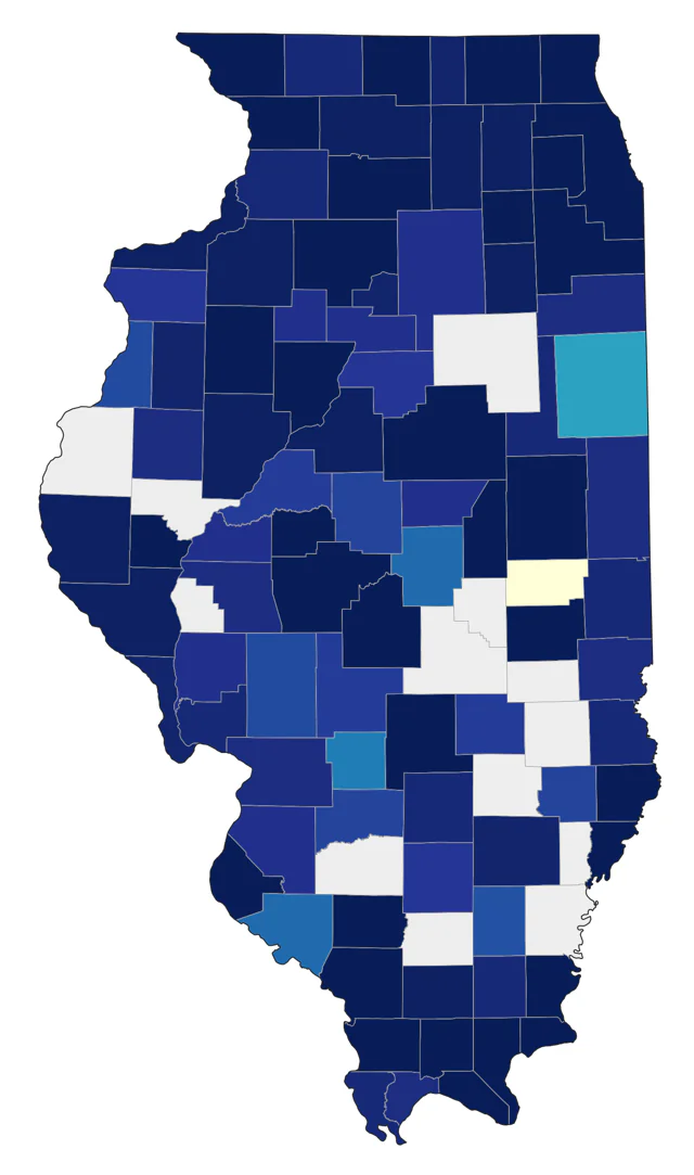 Cerulean Warbler county map