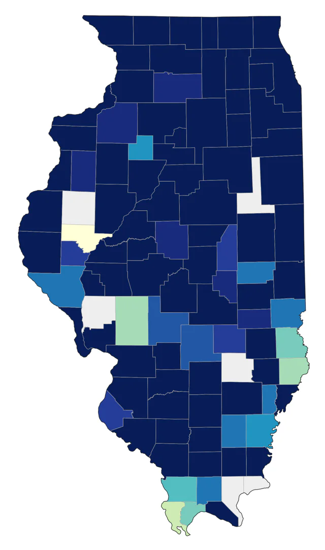Common Merganser county map