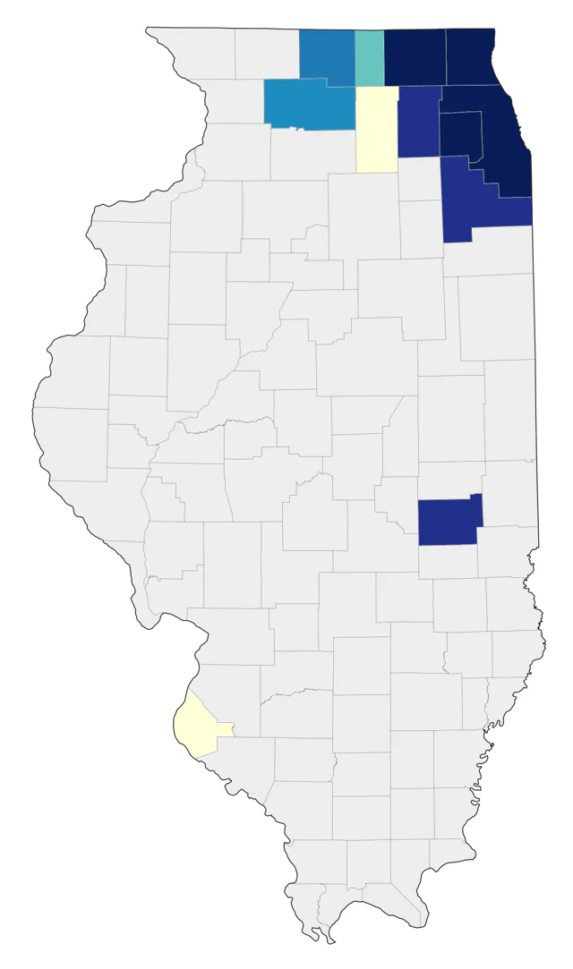 European Goldfinch county map