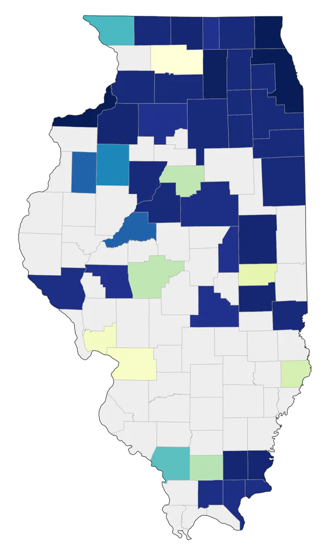 Evening Grosbeak county map
