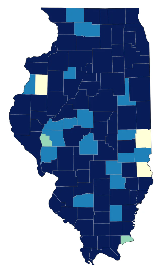 Great Egret county map