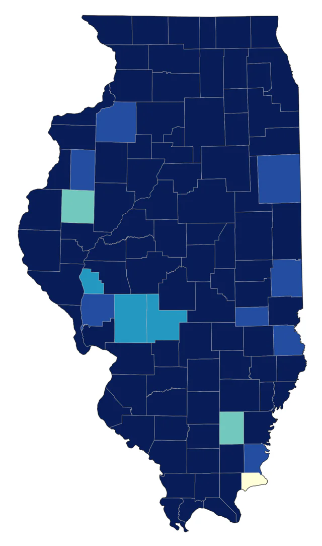 Green-winged Teal county map