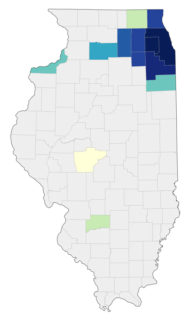 Monk Parakeet county map