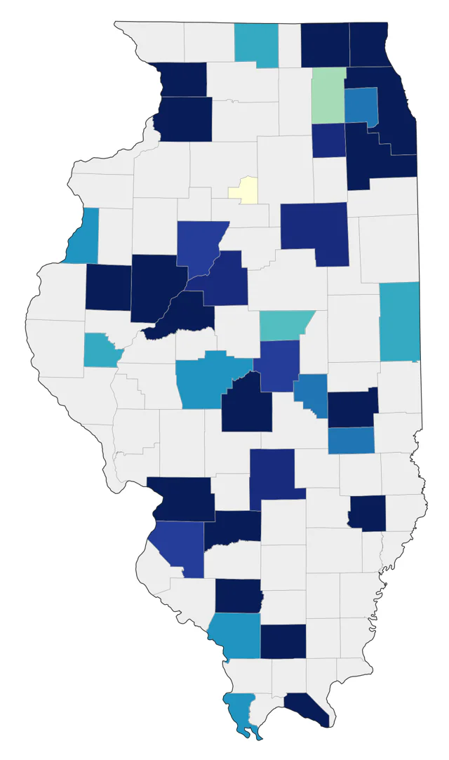 Neotropic Cormorant county map