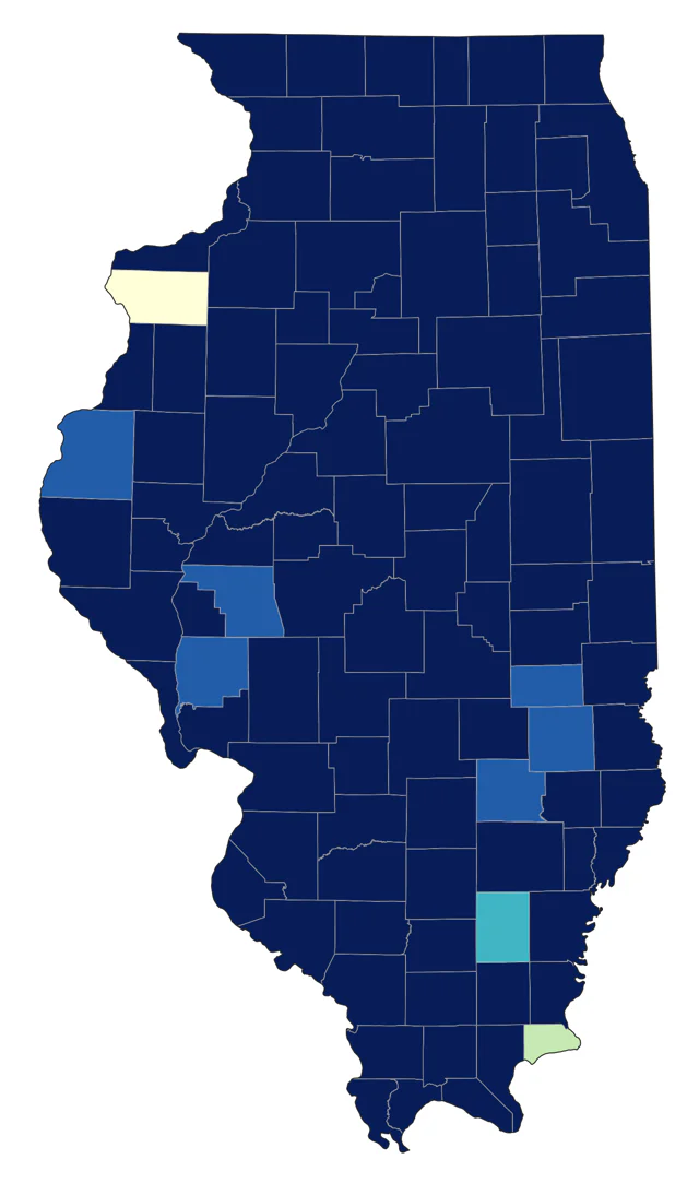 Northern Waterthrush county map
