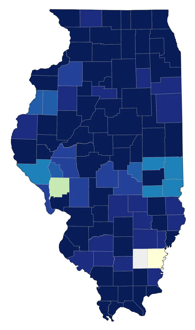 Orange-crowned Warbler county map