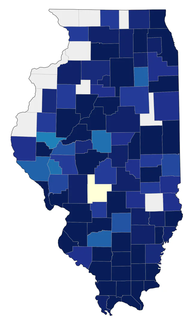 Prairie Warbler county map