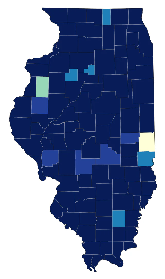 Prothonotary Warbler county map