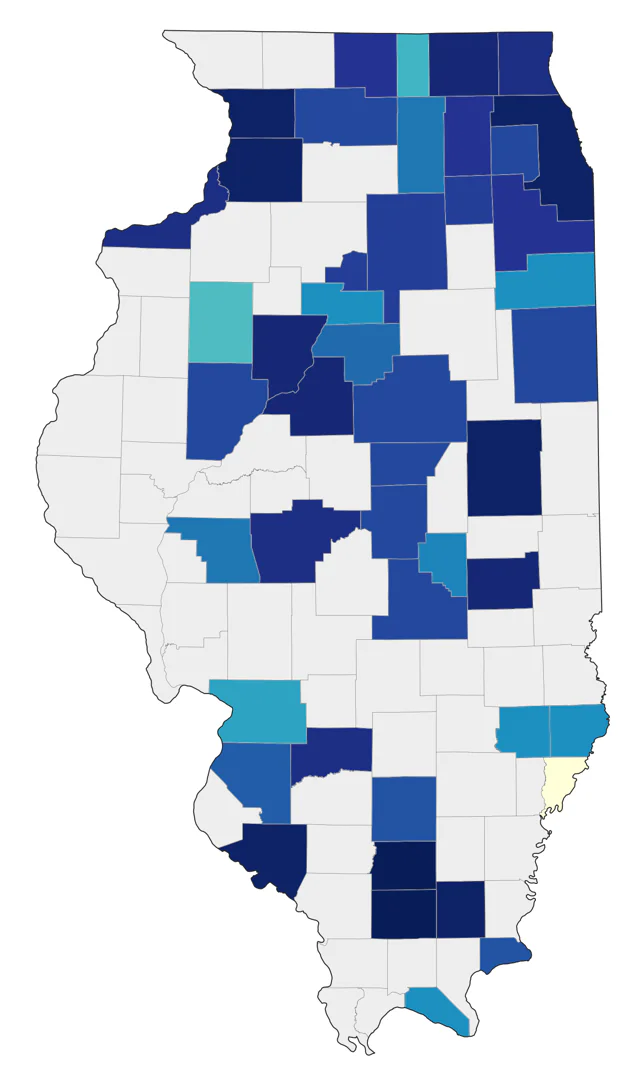 Red-necked Grebe county map