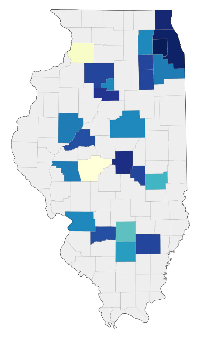 Red Phalarope county map