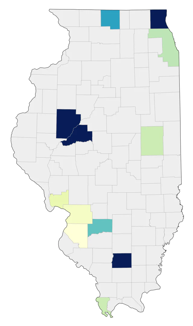 Tricolored Heron county map
