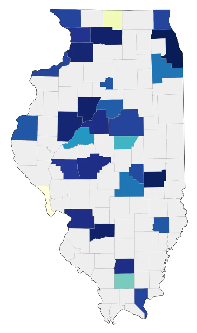 Western Grebe county map