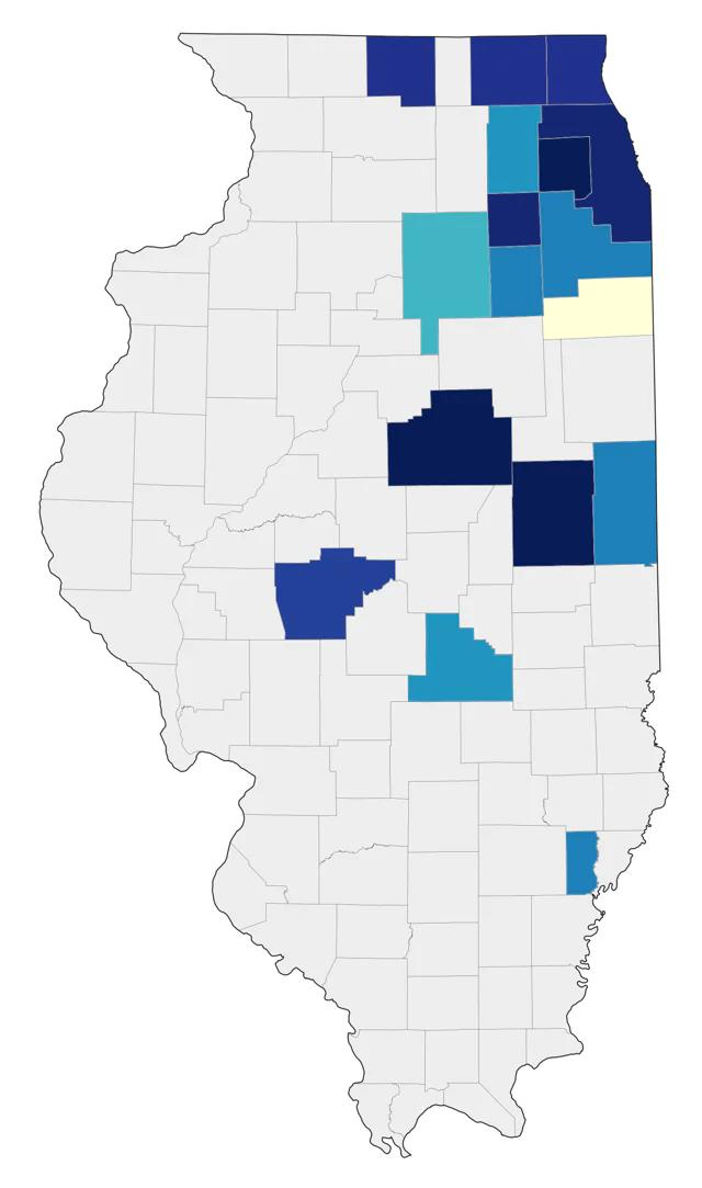 Western Tanager county map