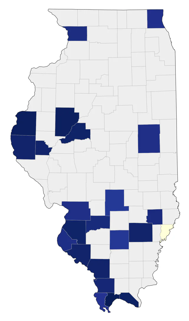 White Ibis county map