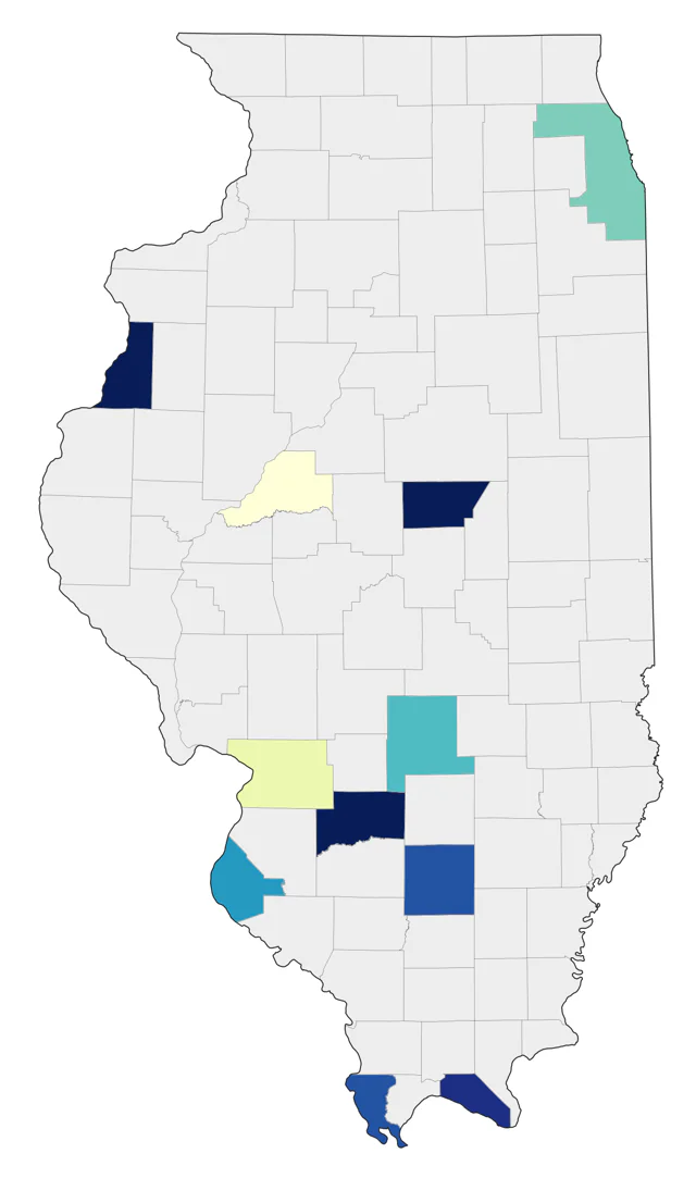 Wood Stork county map