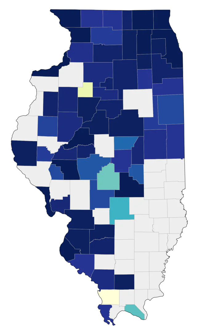 Yellow-headed Blackbird county map