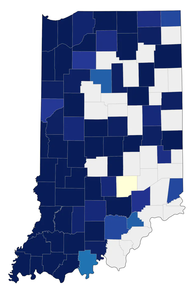 Bell's Vireo county map