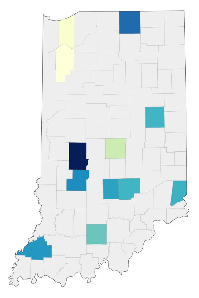Bewick's Wren county map