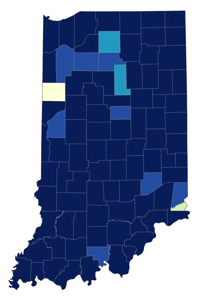 Black-and-white Warbler county map