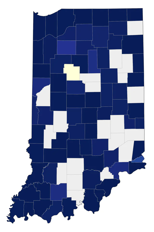 Black-crowned Night Heron county map