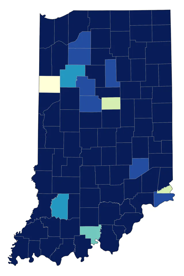 Blackburnian Warbler county map