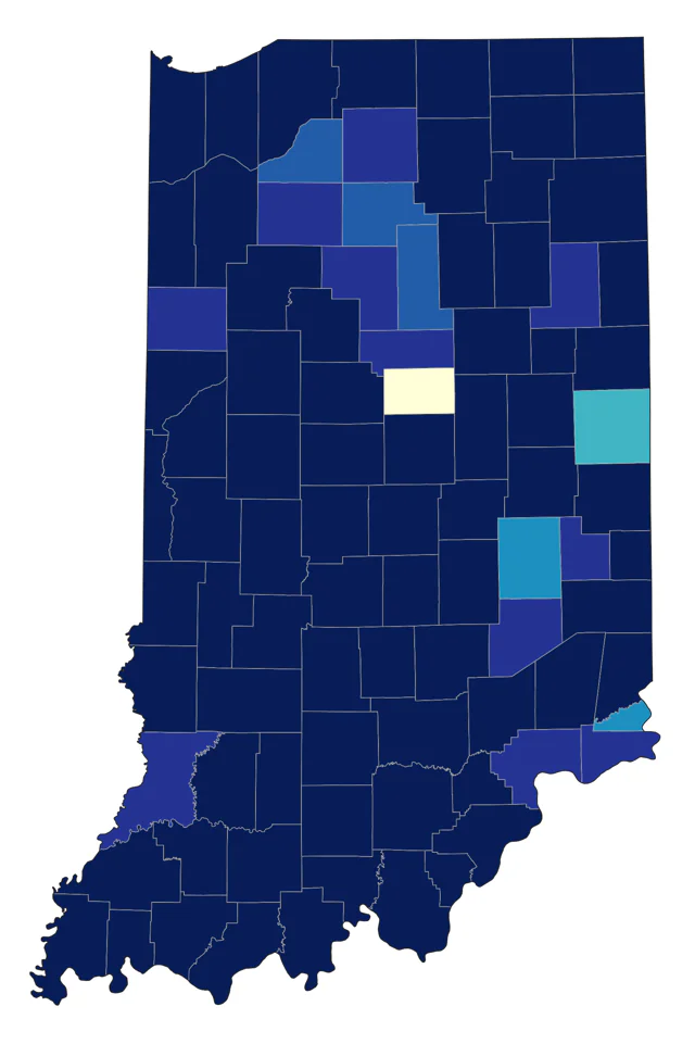 Blackpoll Warbler county map