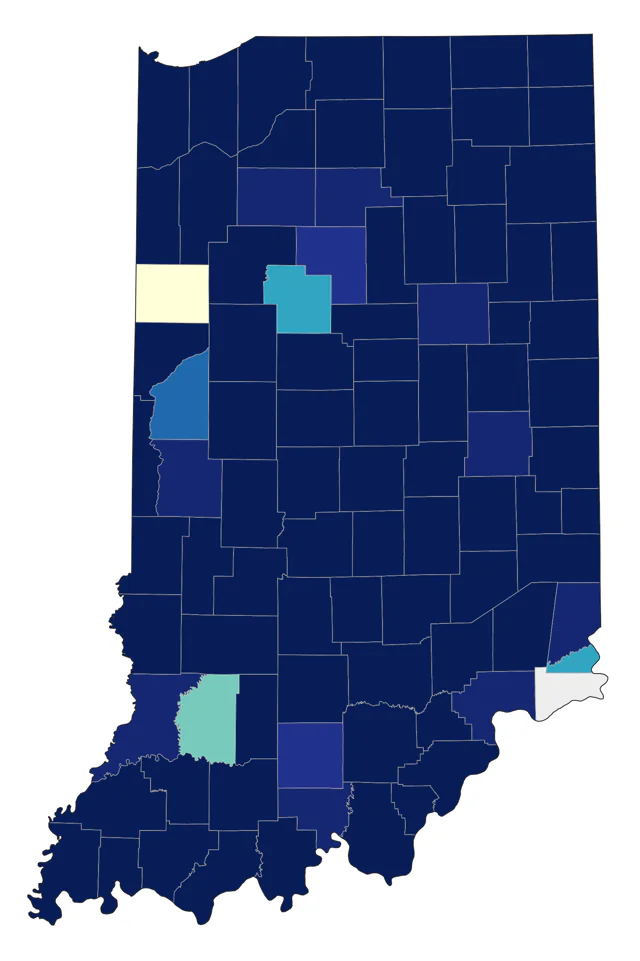 Blue-headed Vireo county map