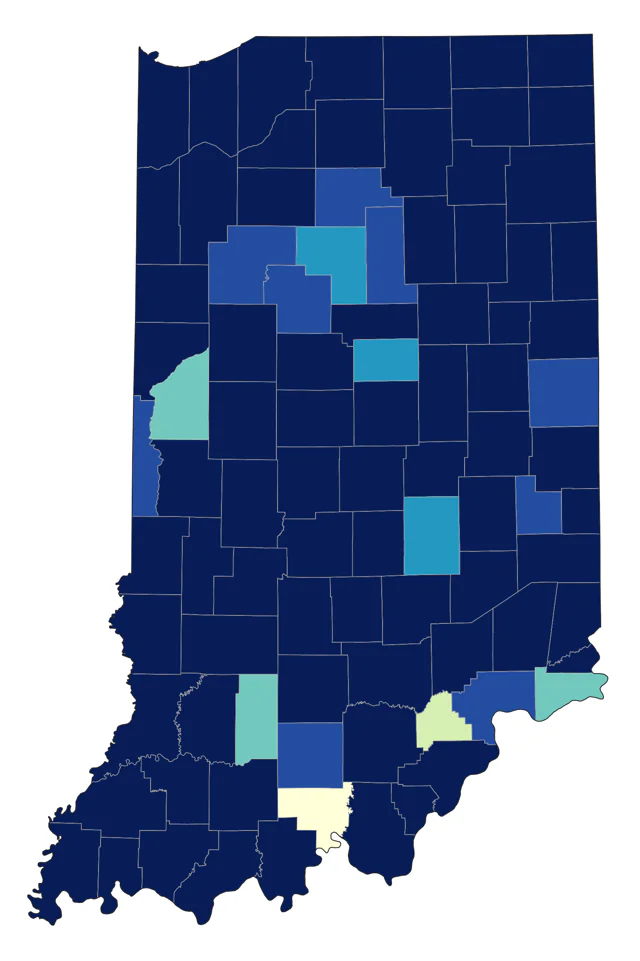Blue-winged Teal county map