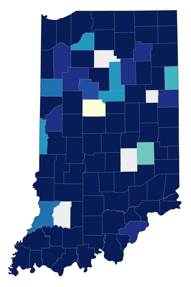 Blue-winged Warbler county map