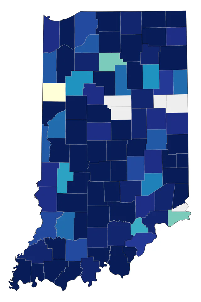 Cerulean Warbler county map
