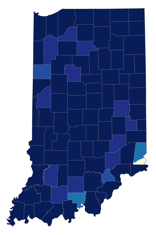 Chestnut-sided Warbler county map