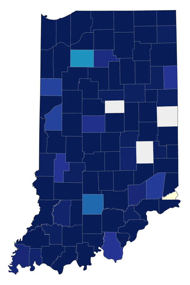 Common Merganser county map