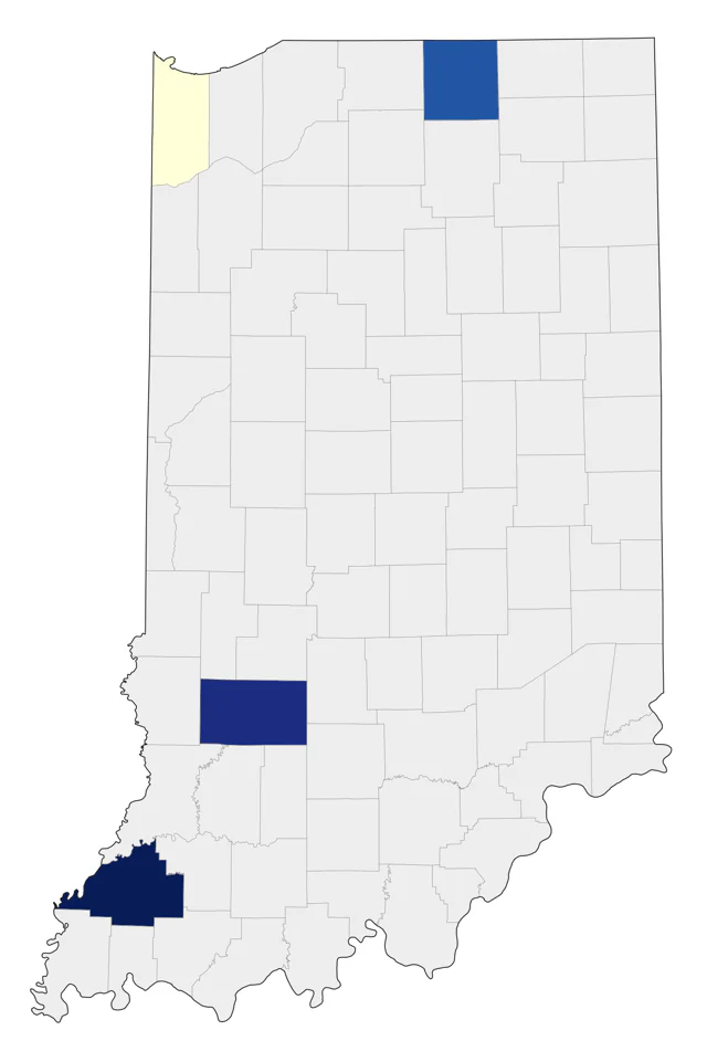 Curlew Sandpiper county map