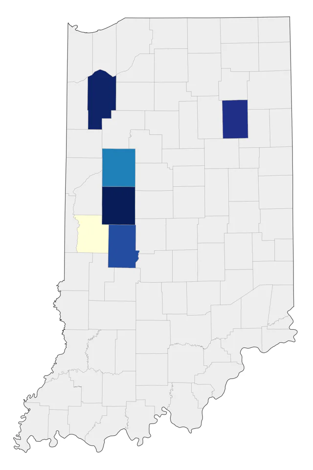 Eurasian Tree Sparrow county map