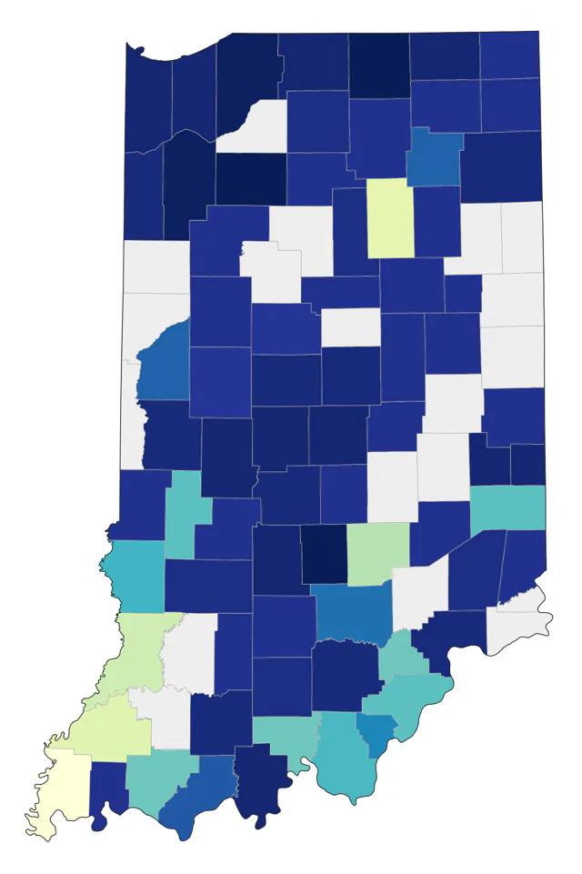 Evening Grosbeak county map