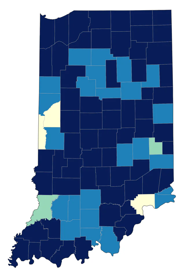 Great Egret county map
