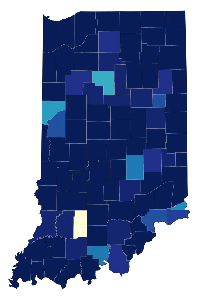 Green-winged Teal county map