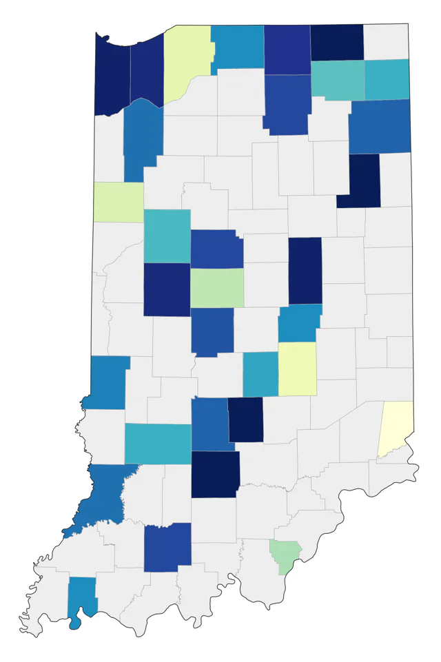 Harris's Sparrow county map